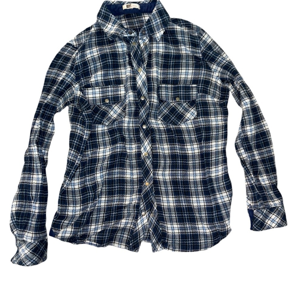 🍀Kut from the Kloth Blue and White Plaid Button Down Shirt